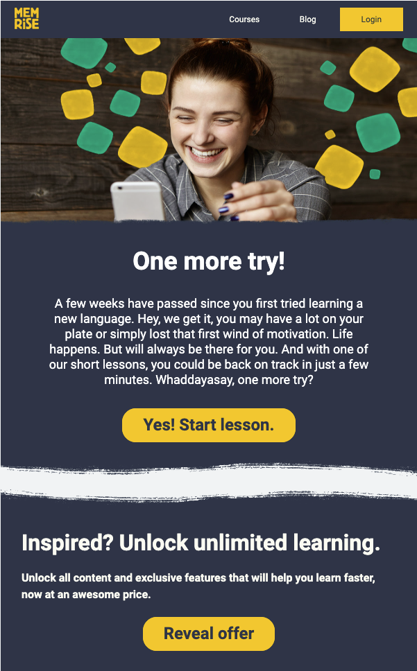 Memrise reactivation email template example
