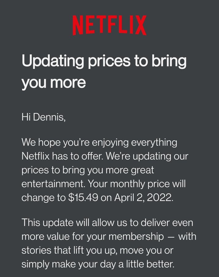 Personalized Price Increase Notice Example
