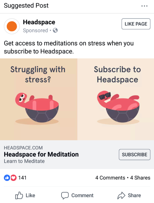 An example of a social media campaign of the Headspace brand by Sprout Social