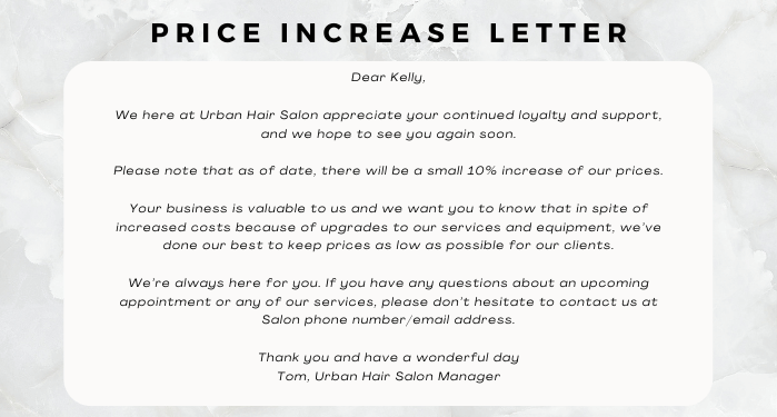 Appreciating Customers in a Notice of Rising Price