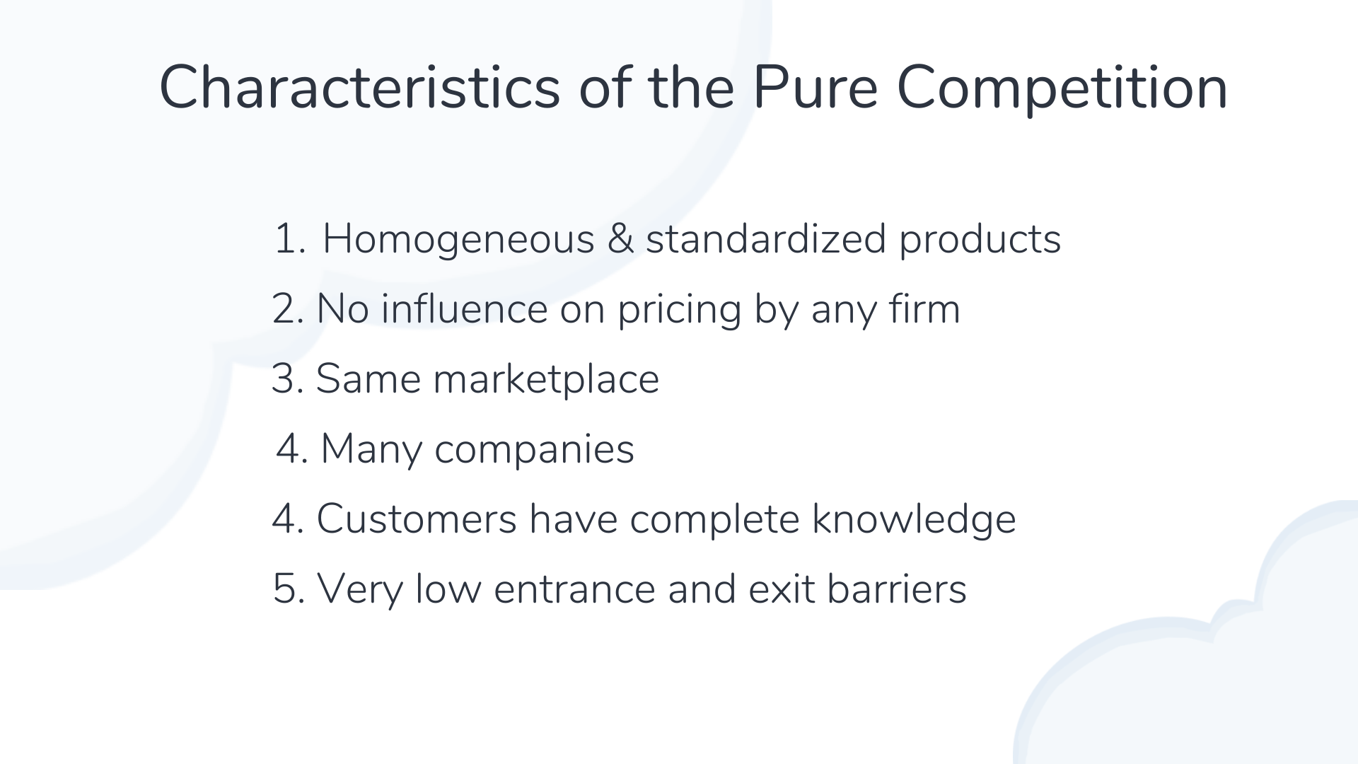 Pure Competition Characteristics