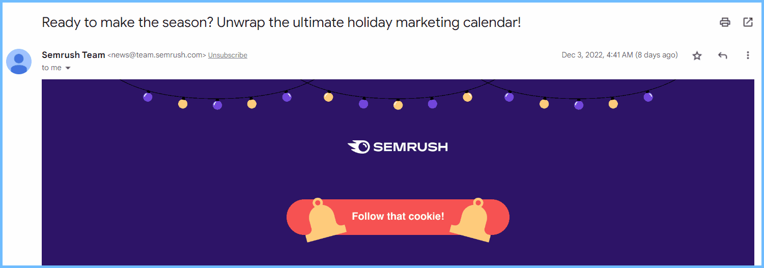 Semrush used GIFs in the email header portion of its newsletter