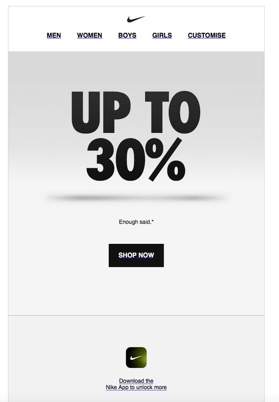 Example of an email campaign with CTA.