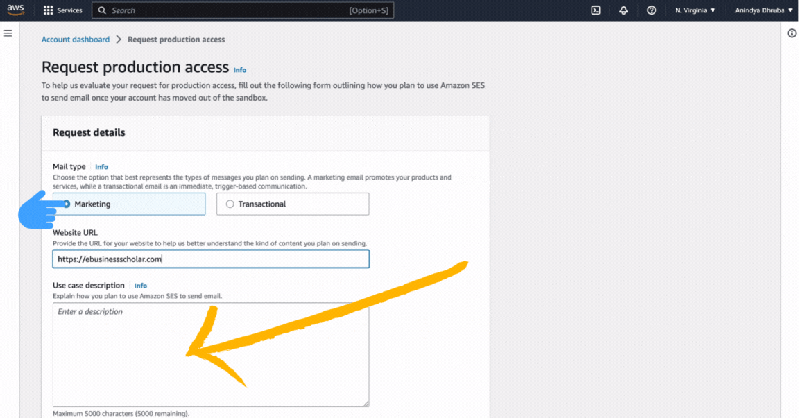 Request form to get out of the Amazon SES Sandbox