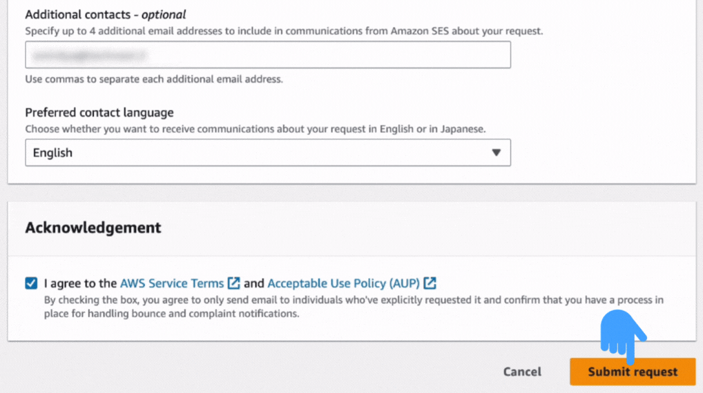 Requesting to get out of the Amazon SES Sandbox