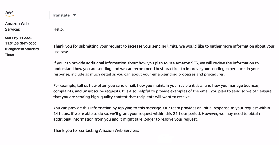 AWS's response