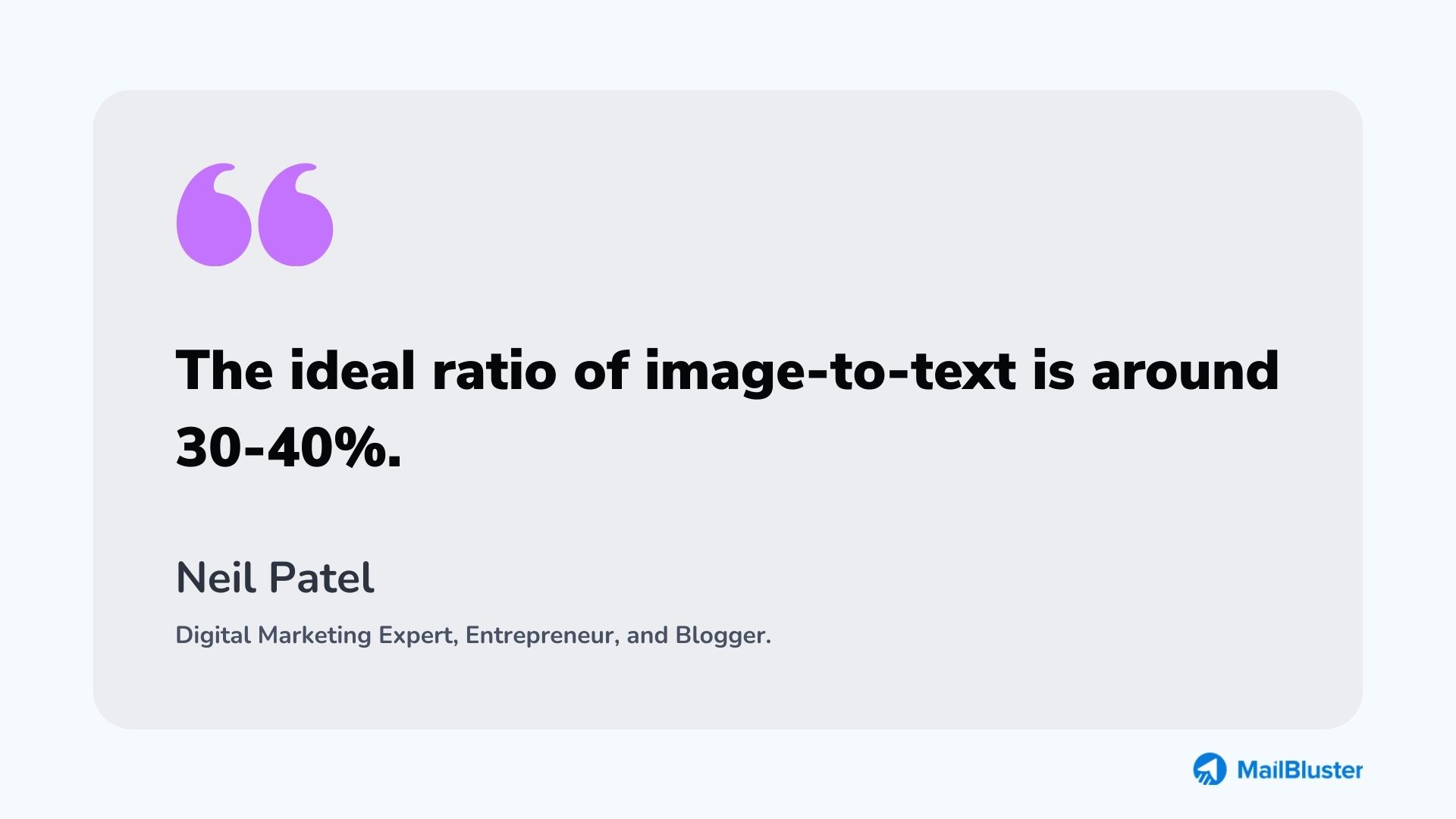 The ideal ratio of image-to-text is around 30-40%