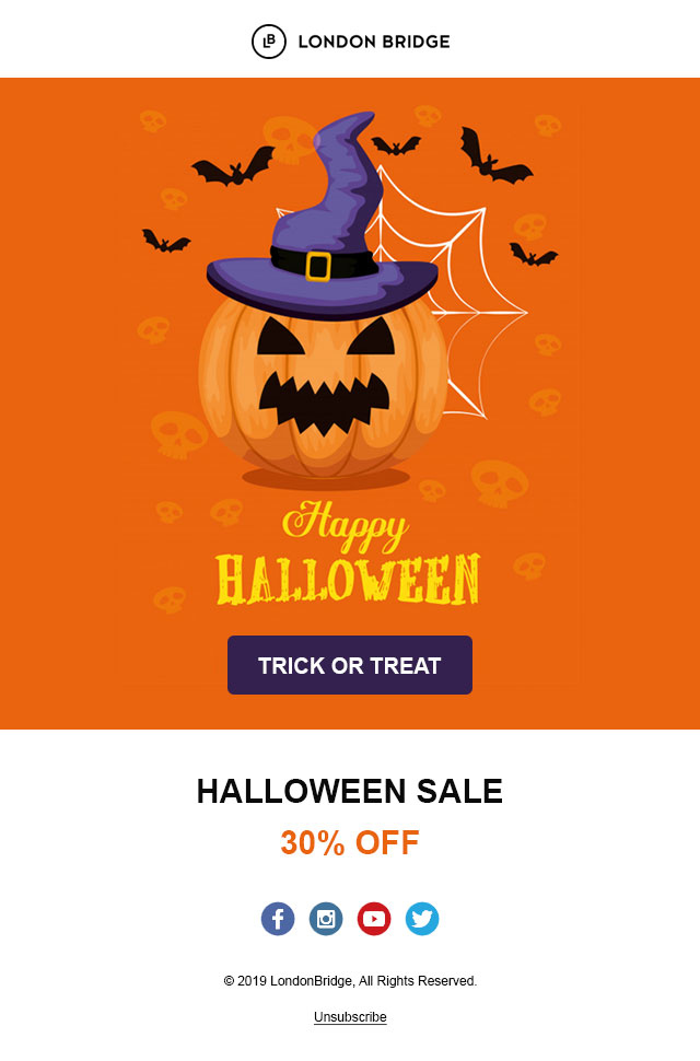 Halloween sale email: Trick or Treat
