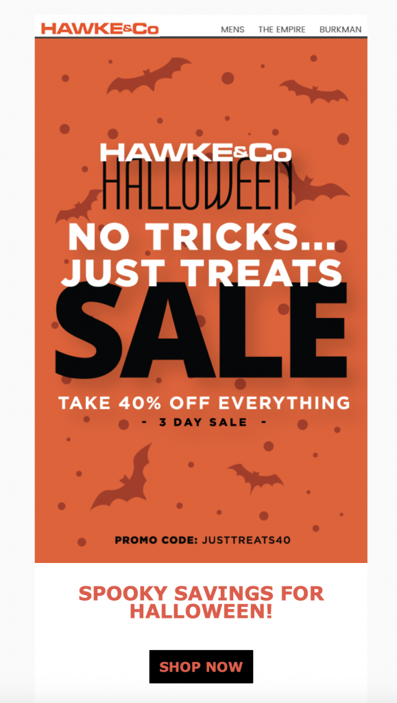 Halloween discount email 