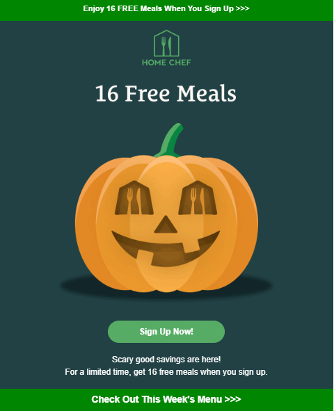halloween email offering freebies 