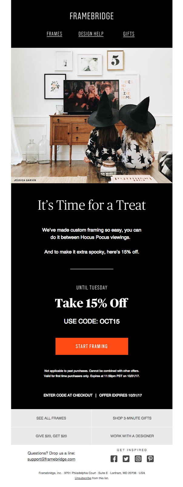 Halloween sale email example