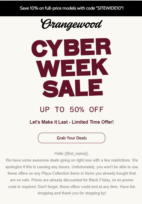 MailBluster's Cyber Monday email template. Cyber Monday email templates. 10