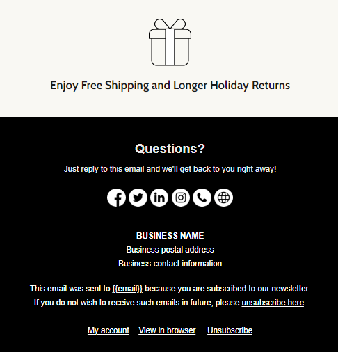 MailBluster's Cyber Monday email template. Cyber Monday email templates. 10.1