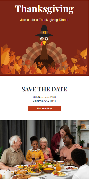 Thanksgiving email template from MailBluster 3