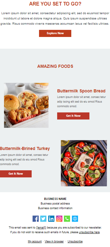 Thanksgiving email template from MailBluster 3.2.
