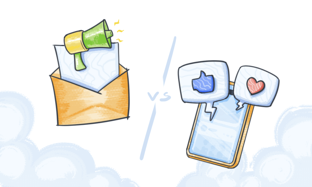 Email marketing vs Social media feature image