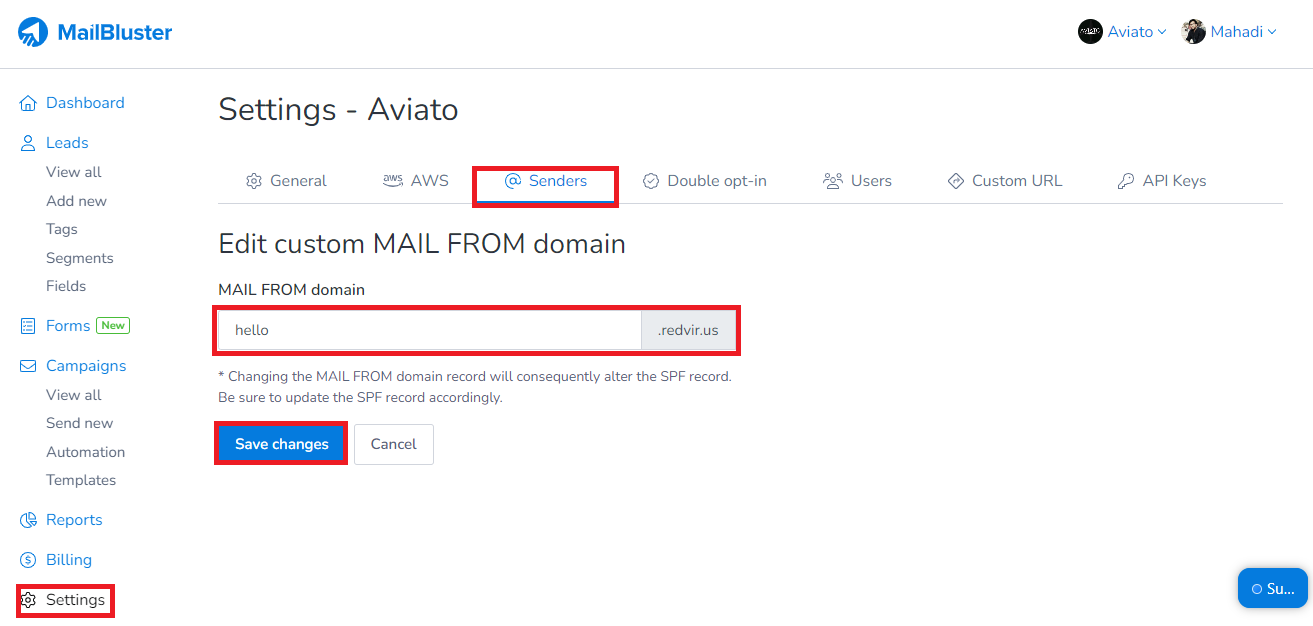 CUSTOM MAIL FROM domain adding