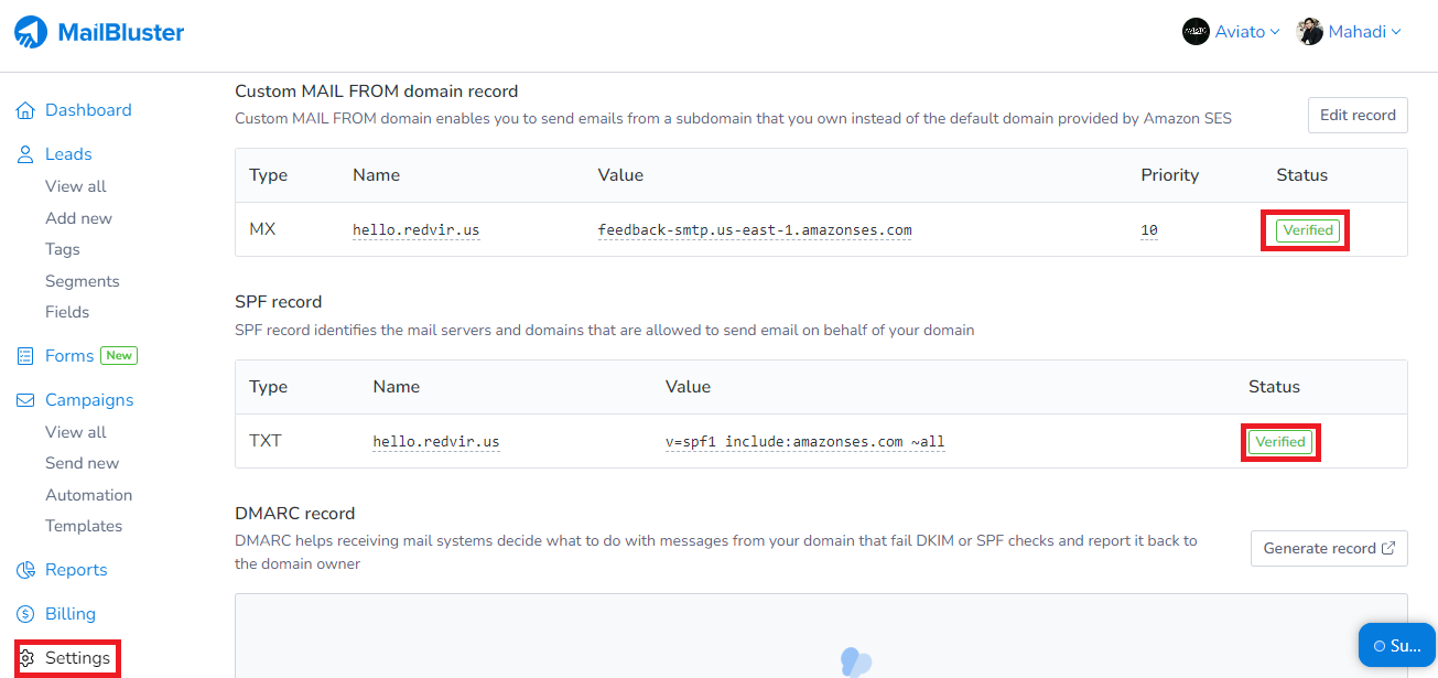 SPF and CUSTOM MAIL FROM domain verified