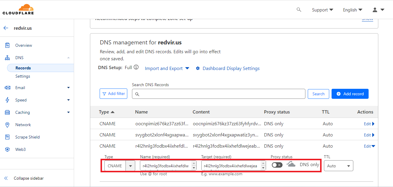 CNAME attributes in Cloudflare