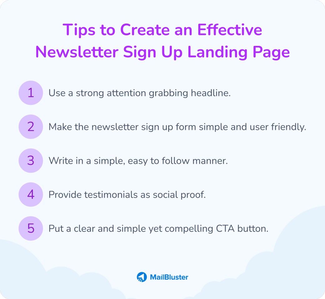 Tips to Create a Newsletter Sign Up Landing Page,