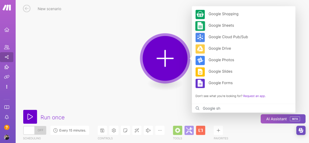 apps adding pull down menu on Make