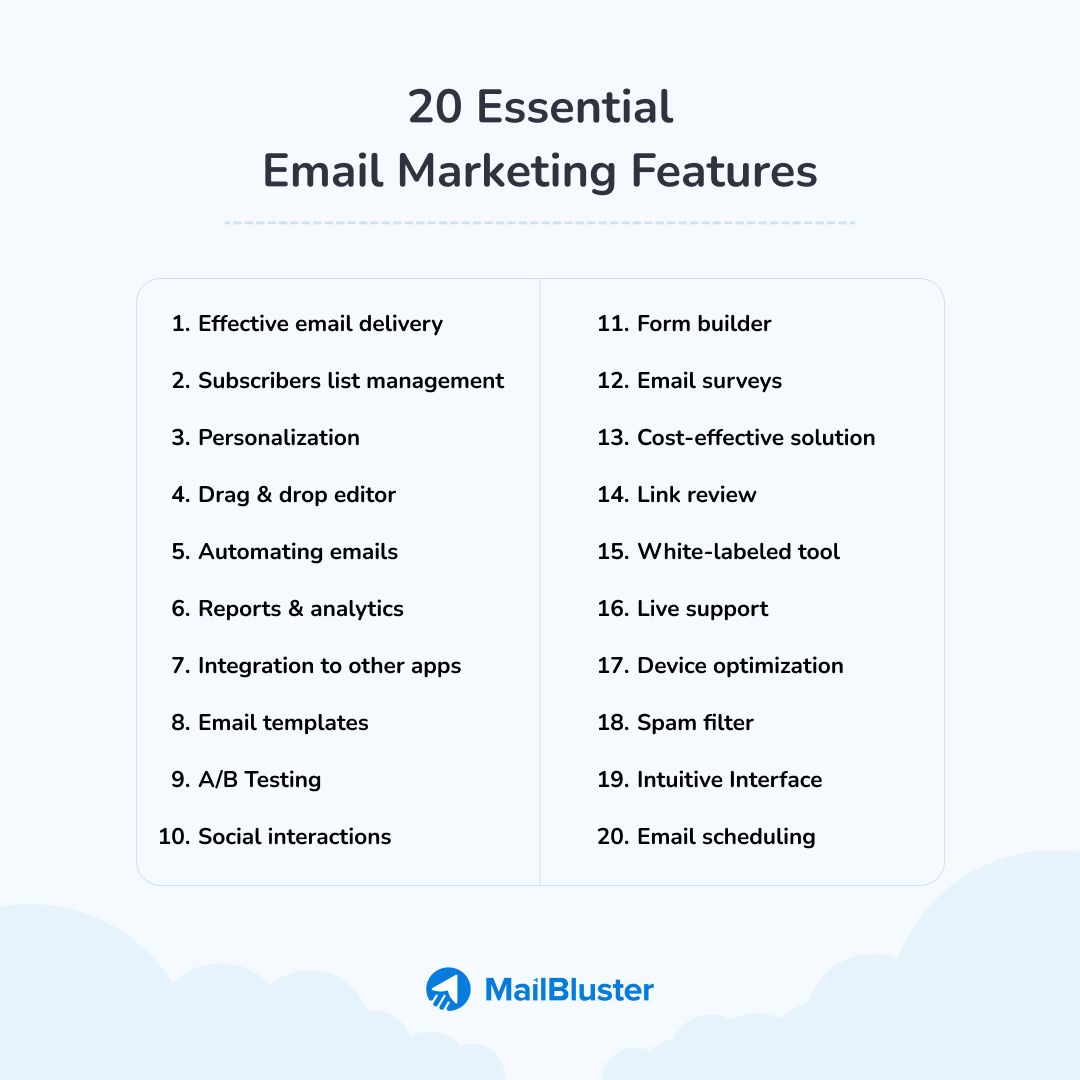 20 essential email marketing features