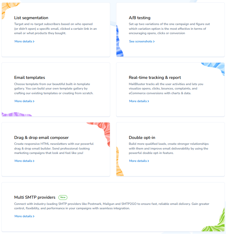 MailBluster features in brief