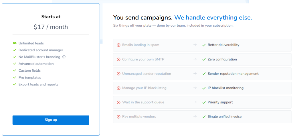 MailBluster's managed SMTP