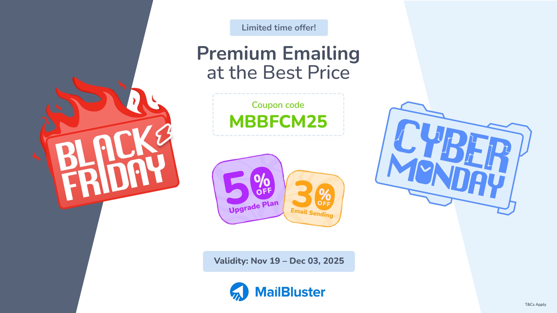 MailBluster Black Friday Cyber Monday deals 2025