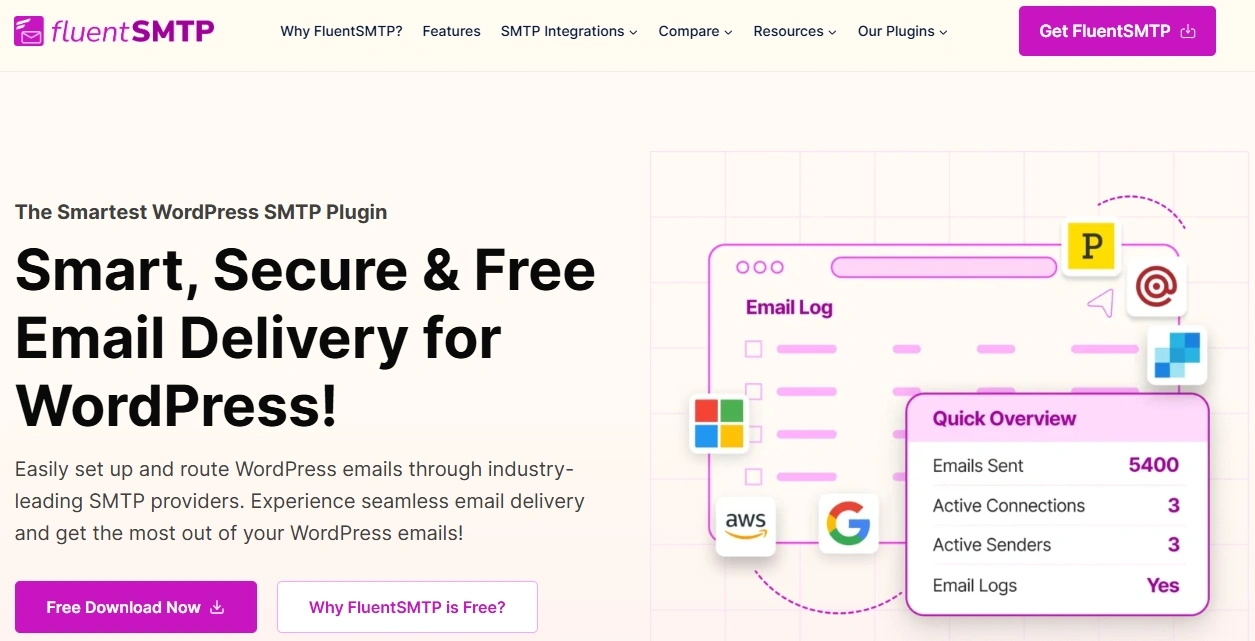 Fluentsmtp plugin homepage