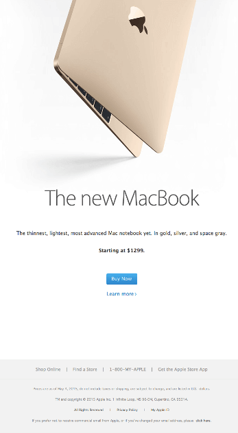 Apple's example as an ecommerce email template for launching new product.