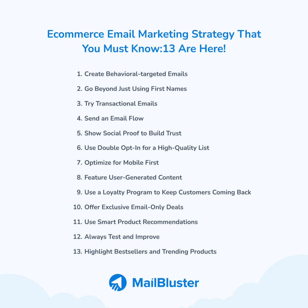 13 strategies of ecommerce email marketing.