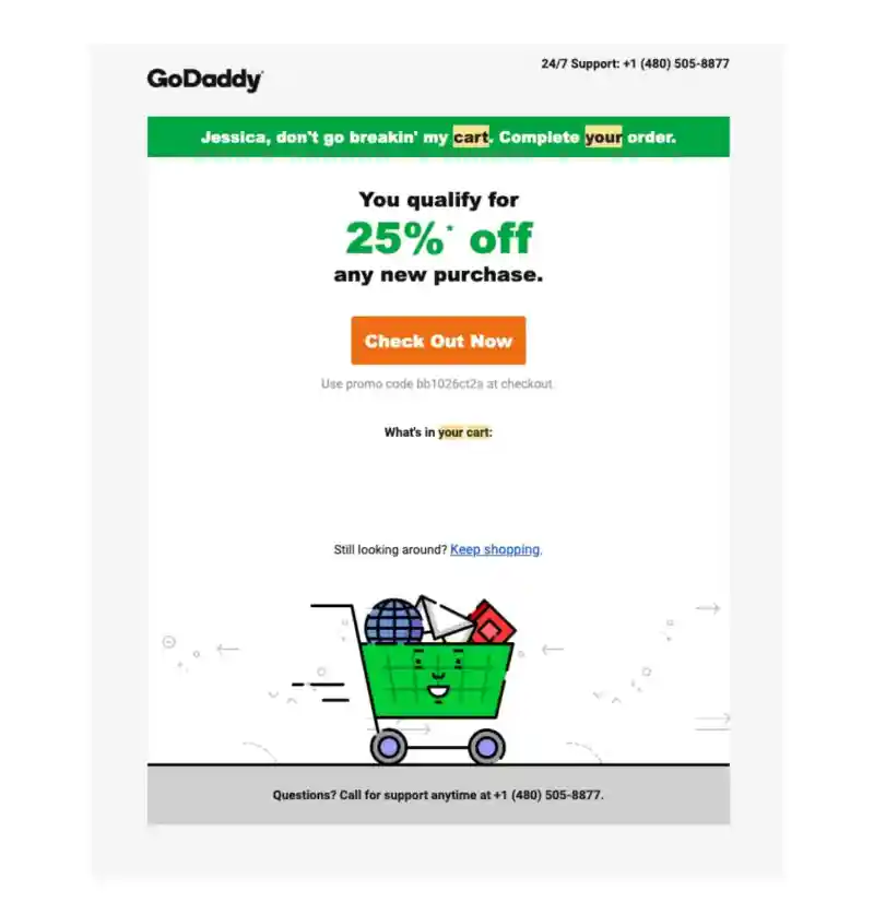 Godaddy's example as an ecommerce email template.