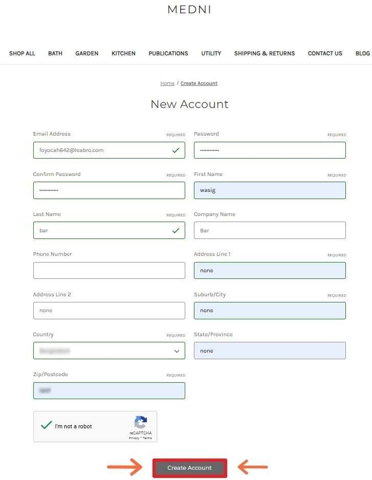 User registration of BigCommerce store