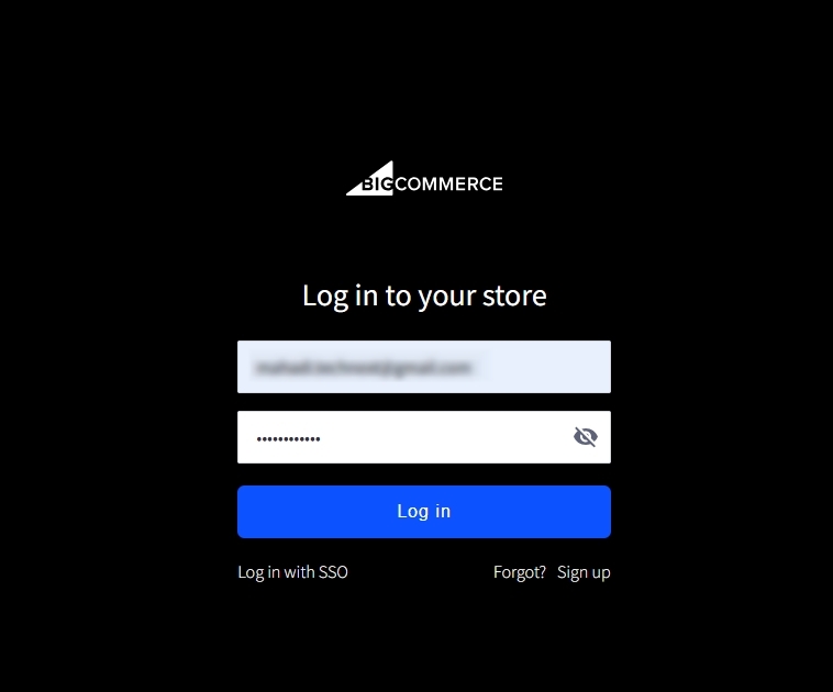 BigCommerce store login page