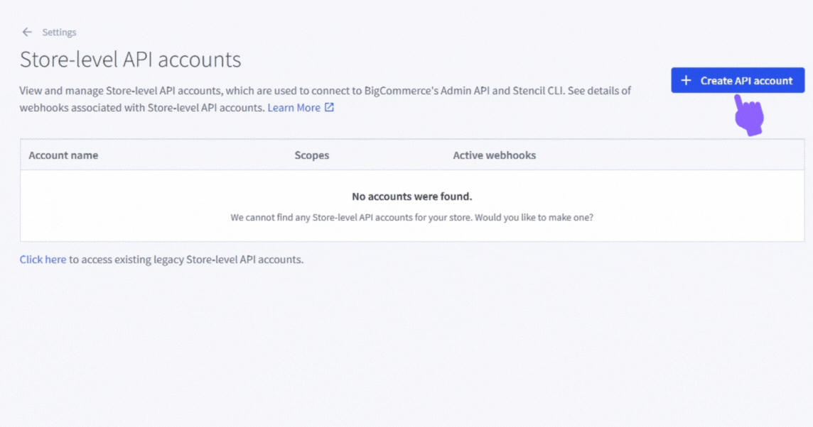 Create API account on BigCommerce store