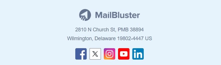 MailBluster’s email signature example for brands and marketing emails