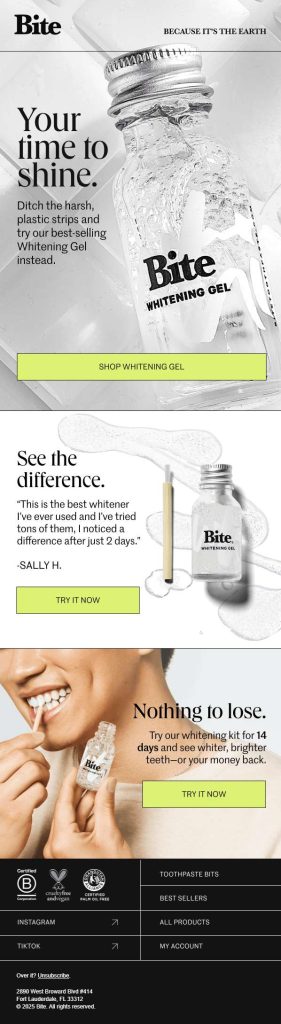 Work email examples: Product recommendation email from Bite