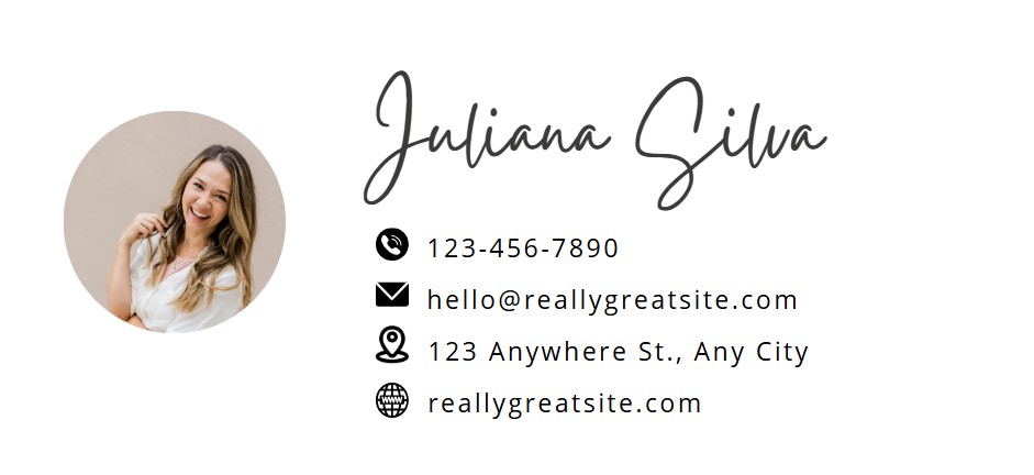White minimalist simple email signature example for email signature best practices
