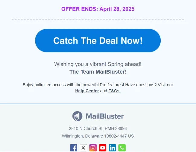 MailBluster email campaign template
