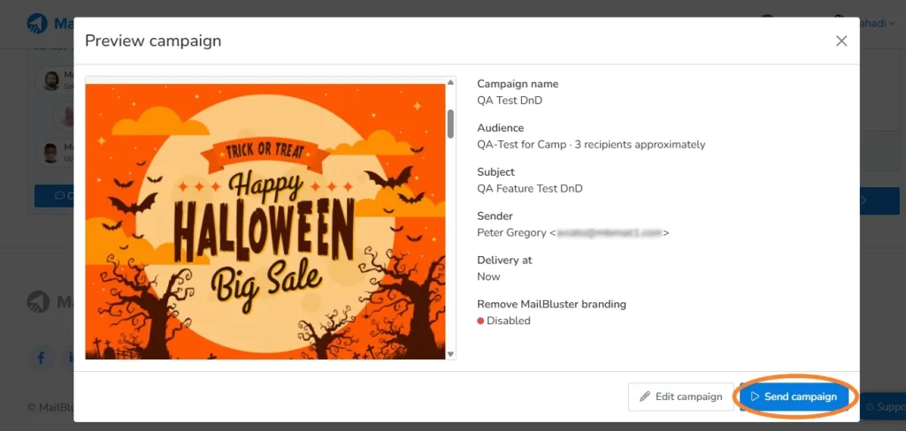 Campaign preview on MailBluster