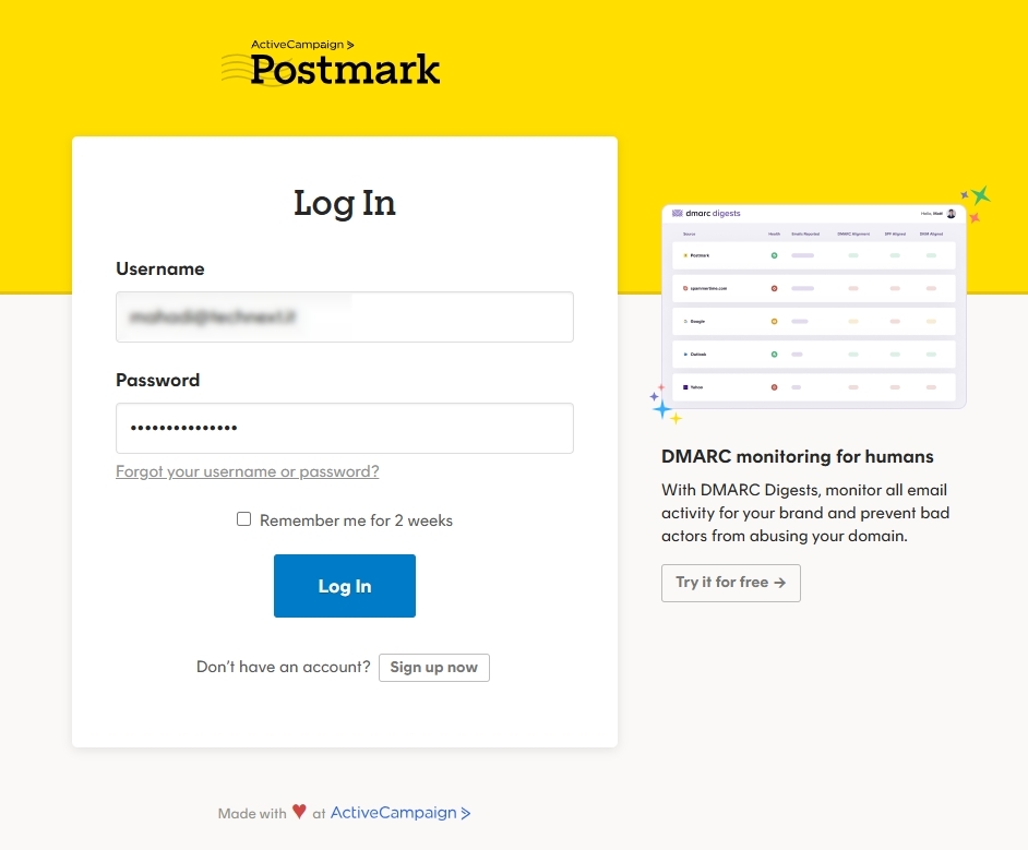 Postmark log in