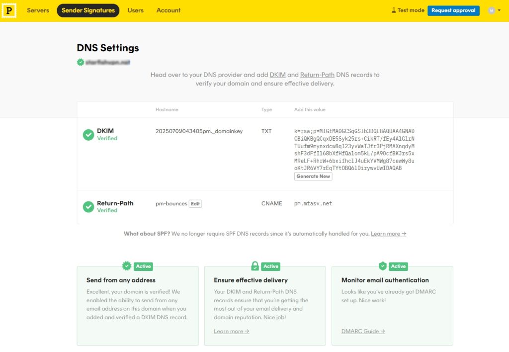 DNS Settings are verified
