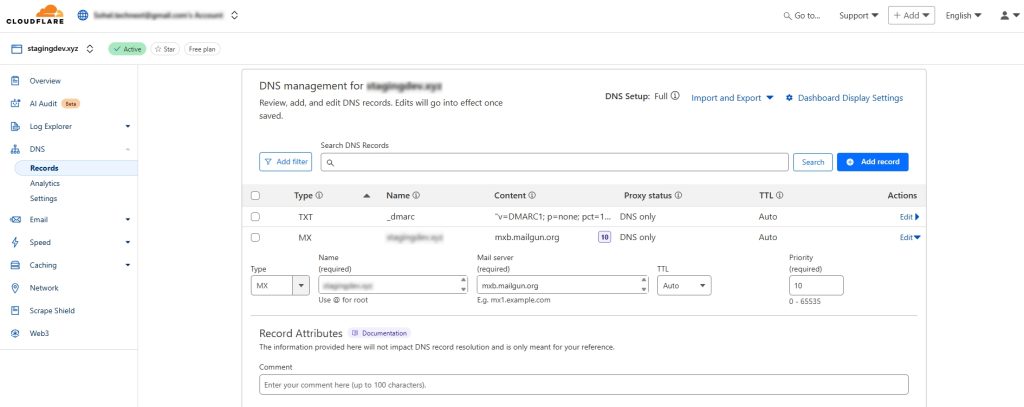 Clouflare DNS management 