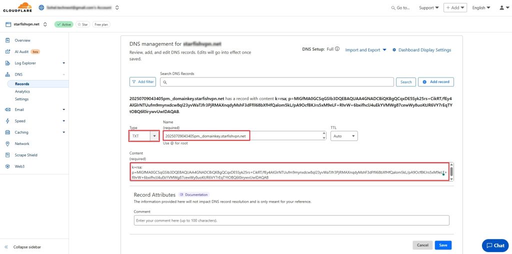 DNS management for the Postmark