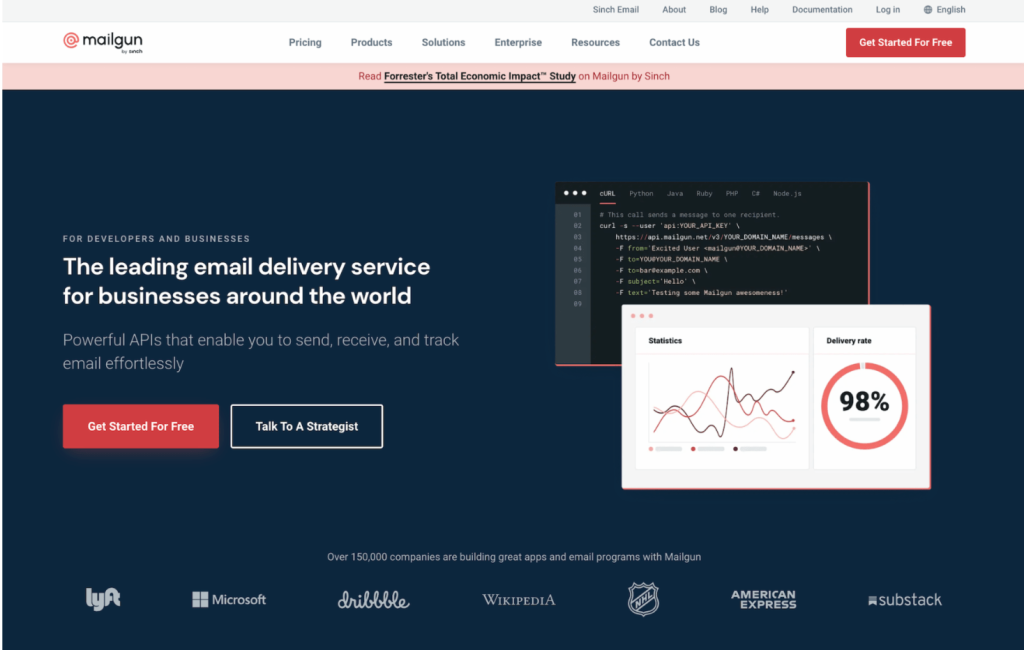 Mailgun homepage