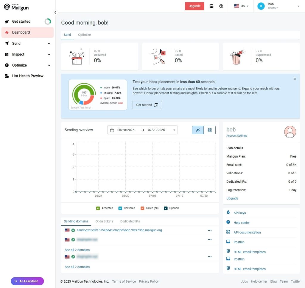 Mailgun Dashboard
