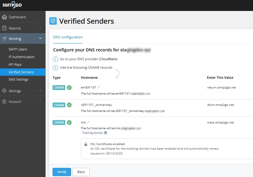Verifiying DNS records