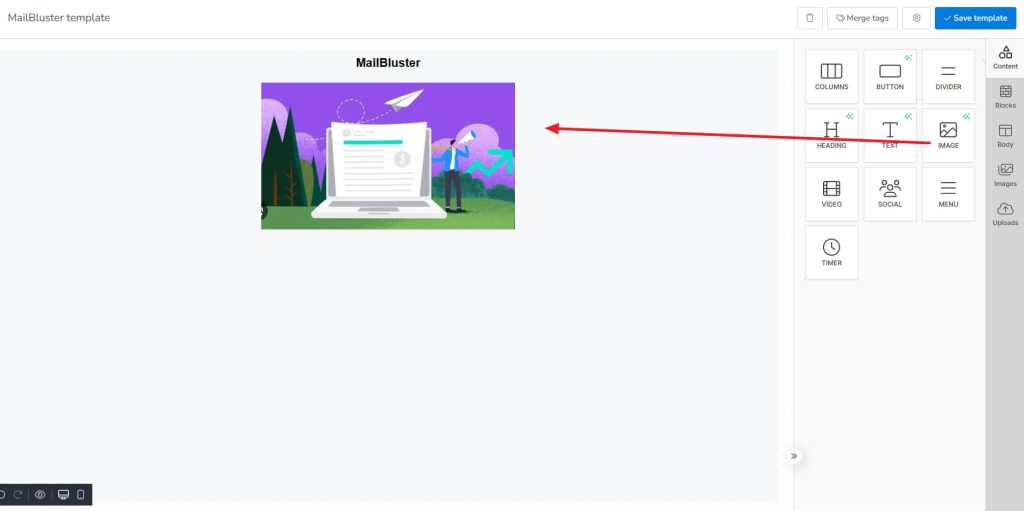 Adding image in template creation on MailBluster