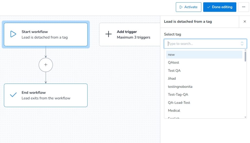 Detached from a tag selecting tag